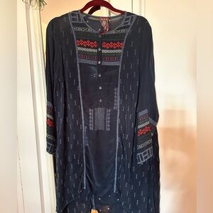 Johnny Was XL Vintage Boho Sheer Tunic Top Dress Cover Up